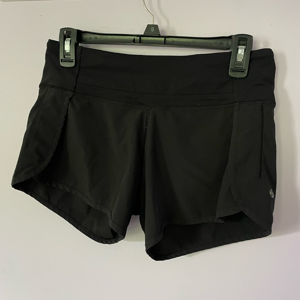 lululemon athletica Black Athletic Shorts with Layered Design